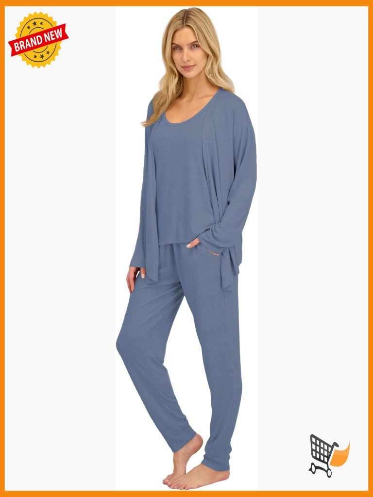 4-Piece Pajama Set - Soft Hacci Knit Loungewear, Short Sleeve T-Shirt, Tank